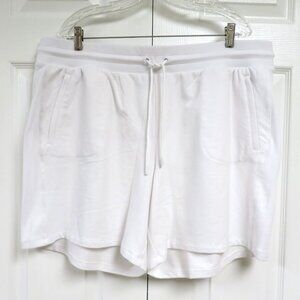 T by Talbots 2X French Terry Shorts Bright White Solid